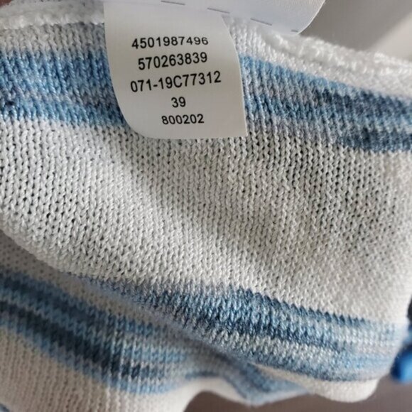 Chico's Travelers Blue and White Draped Cardigan Size (1) Medium - Picture 6 of 6